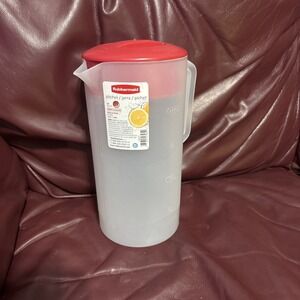 Vintage Rubbermaid Pitcher Clear w Ice‑Guard Red Lid 2 Quart Pitcher USA New